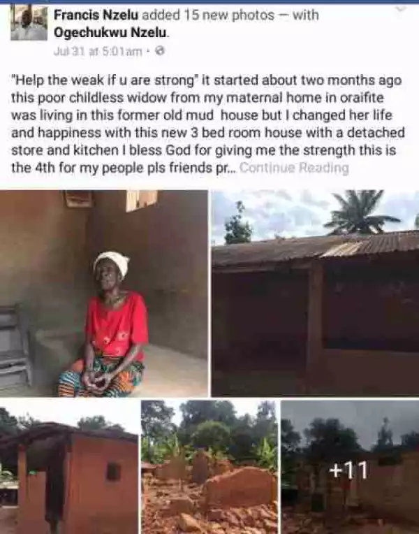 KIND HEART! This Man Builds House For An Old Poor Childless Widow In Imo State [Photo]